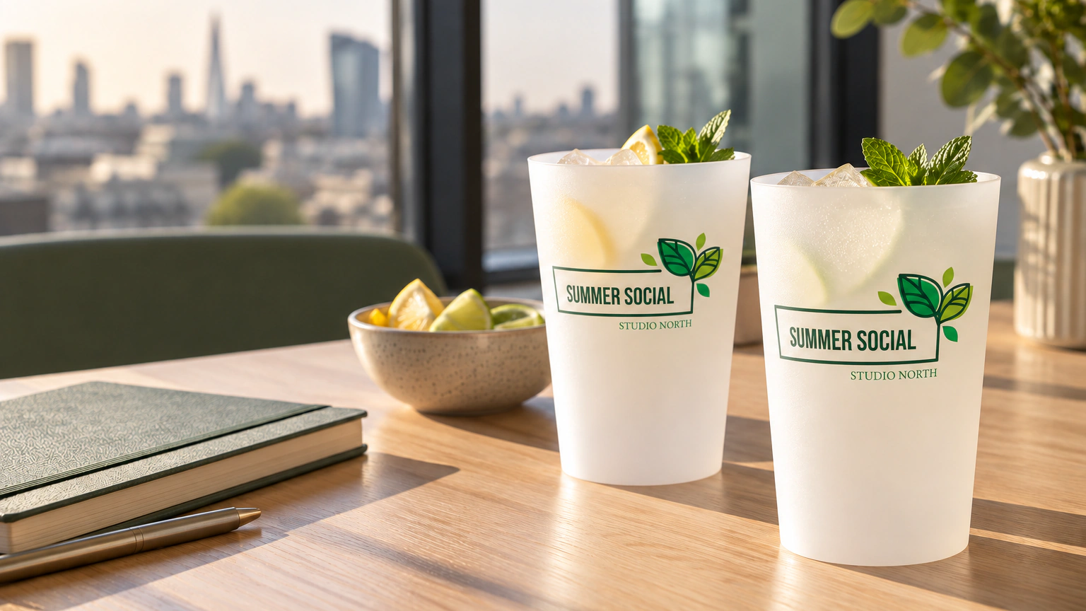 Personalised ECO 30 cups for business & offices in an event setting