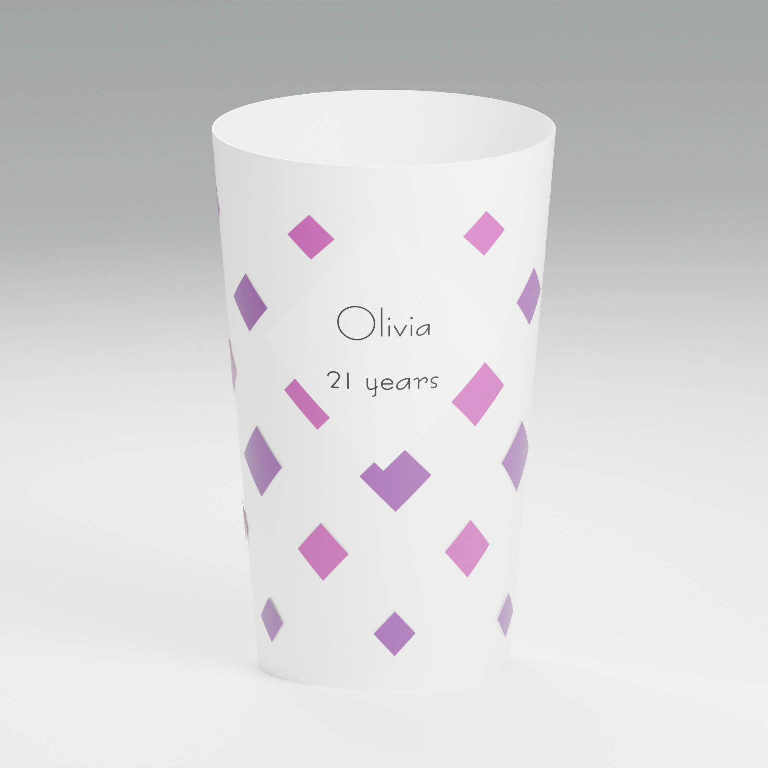 White ECO 30 cup personalised with the square confetti design