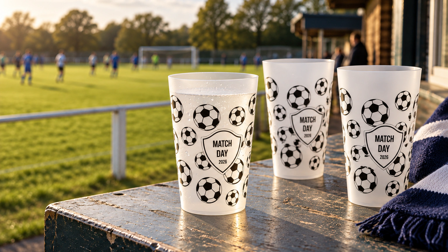 Personalised ECO 30 cups for sport & leisure in an event setting