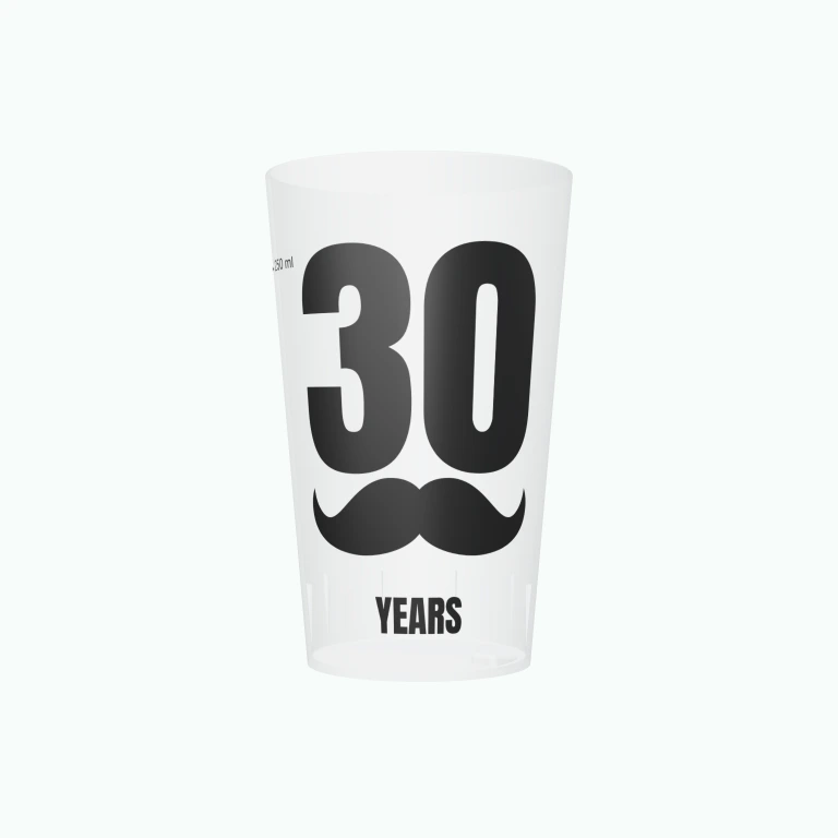Moustache birthday design on a cup