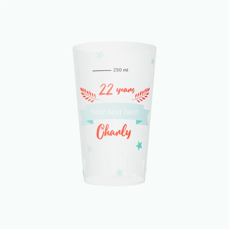 Giant age birthday design on a cup