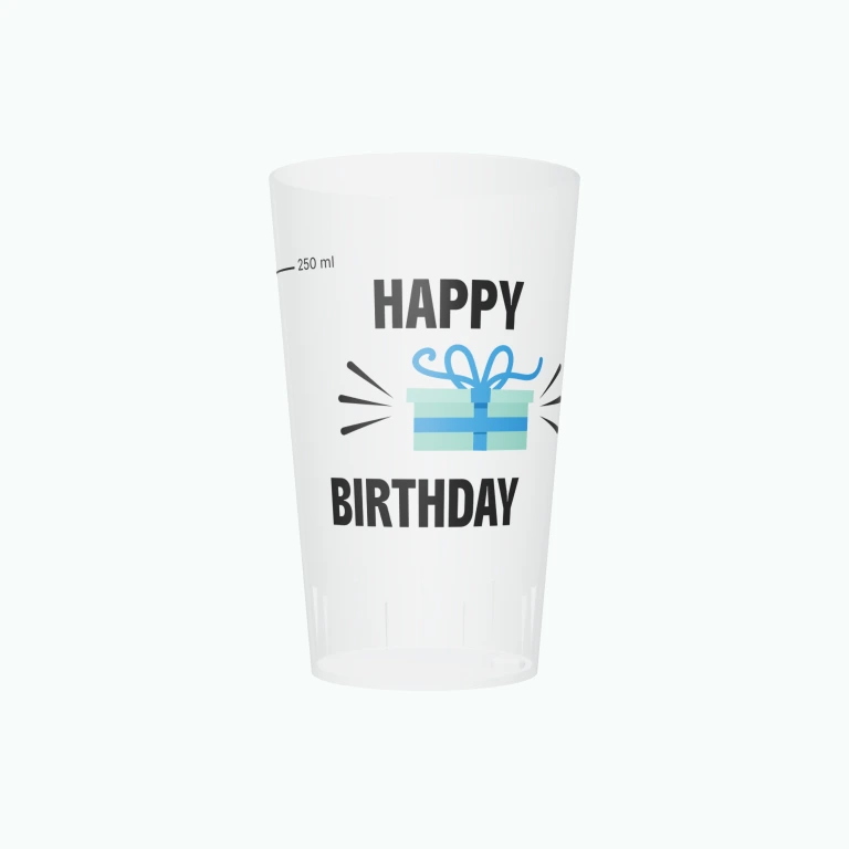 Birthday present design on a cup
