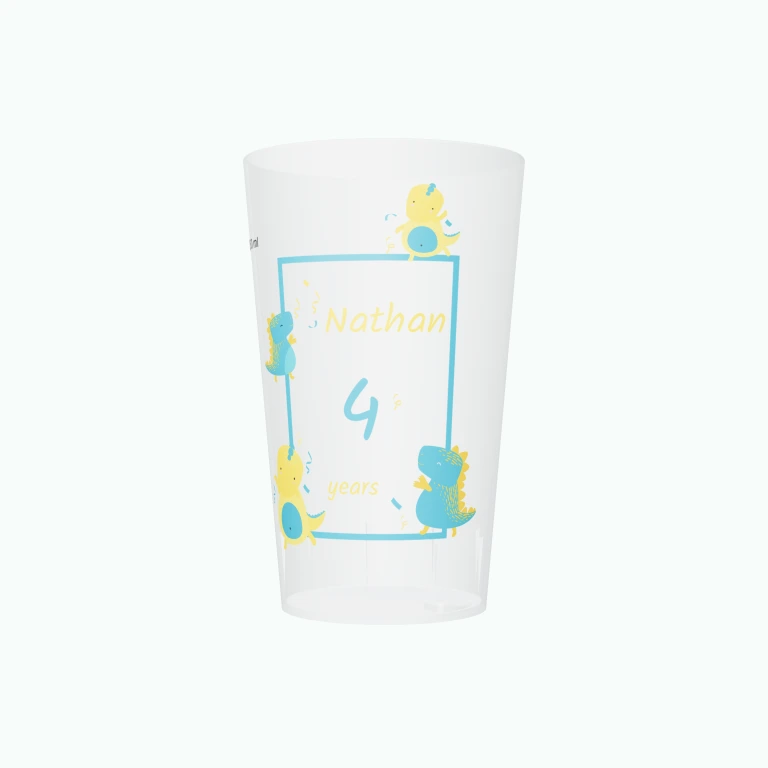 Dinosaur birthday design on a cup