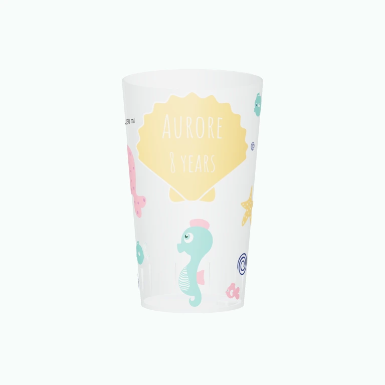 Mermaid birthday design on a cup