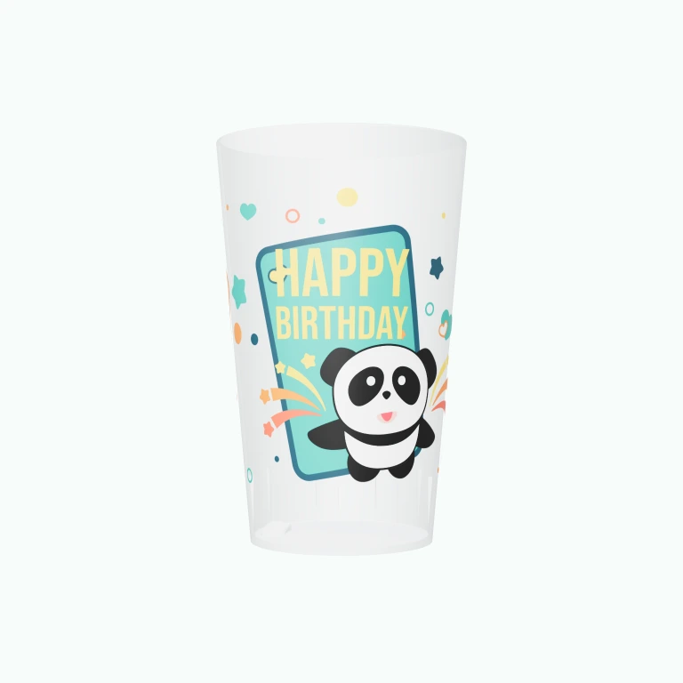 Panda birthday design on a cup