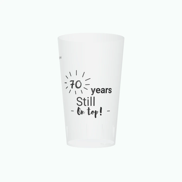 Still on top birthday design on a cup