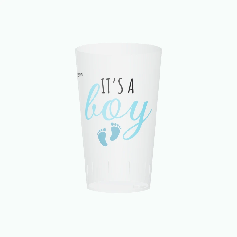 It's a boy baby shower design on a cup