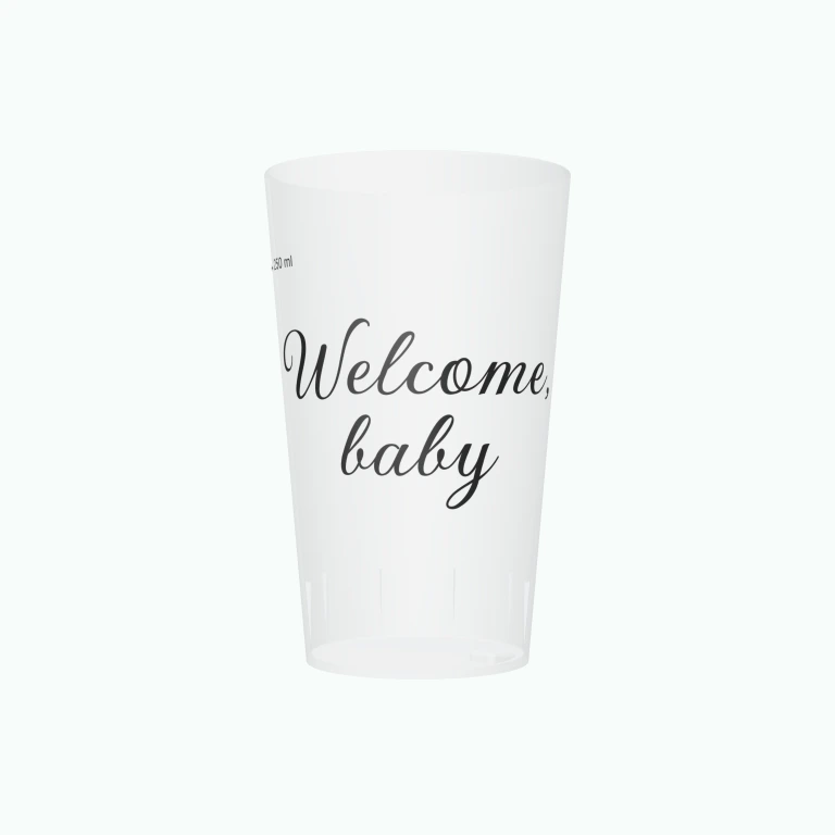 Welcome baby shower design on a cup