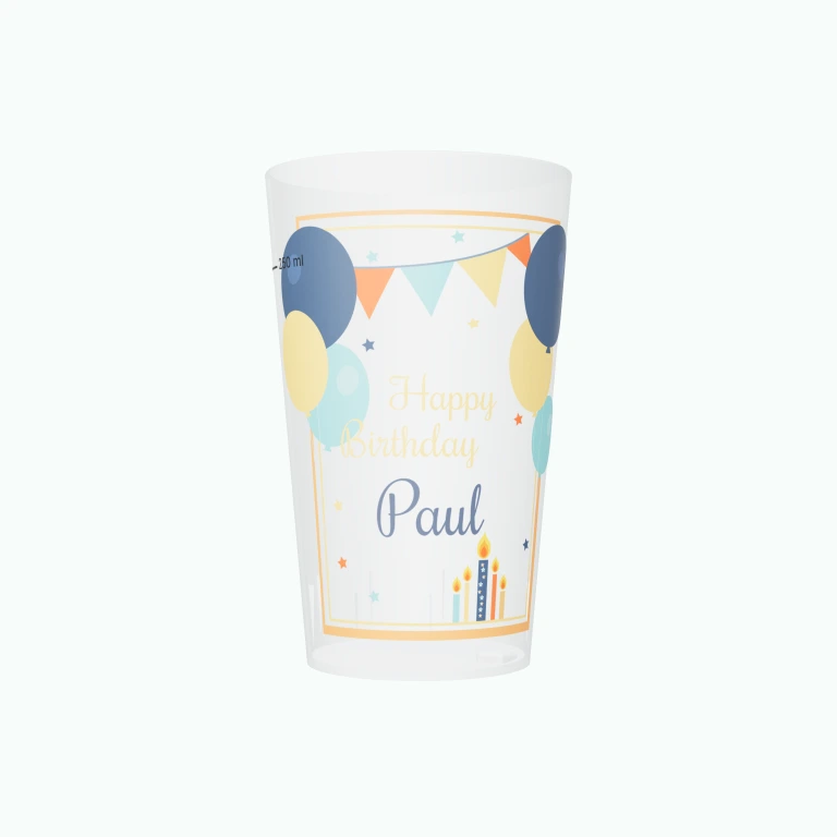 Festive balloons design on a cup
