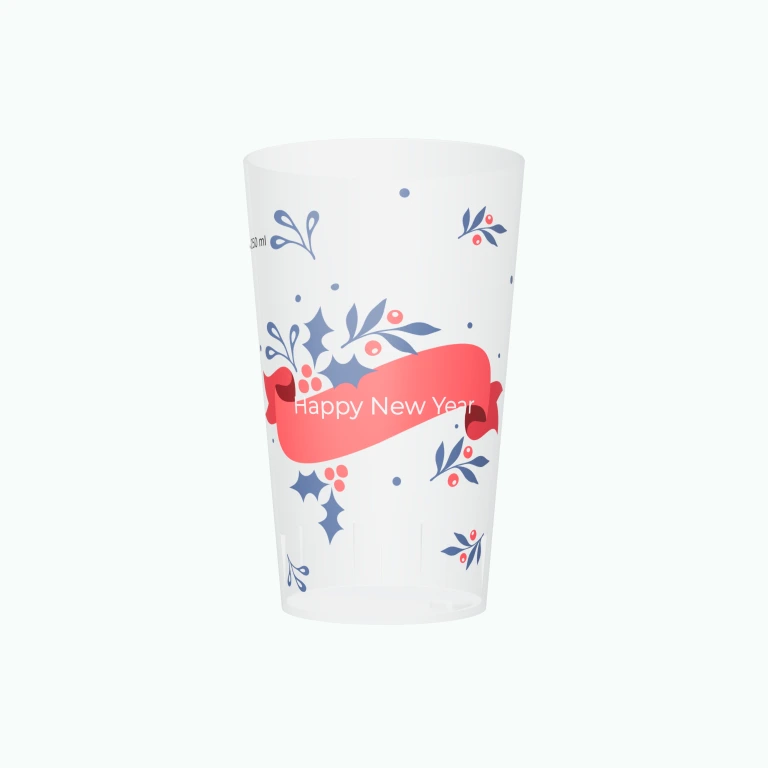 Happy New Year banner design on a cup
