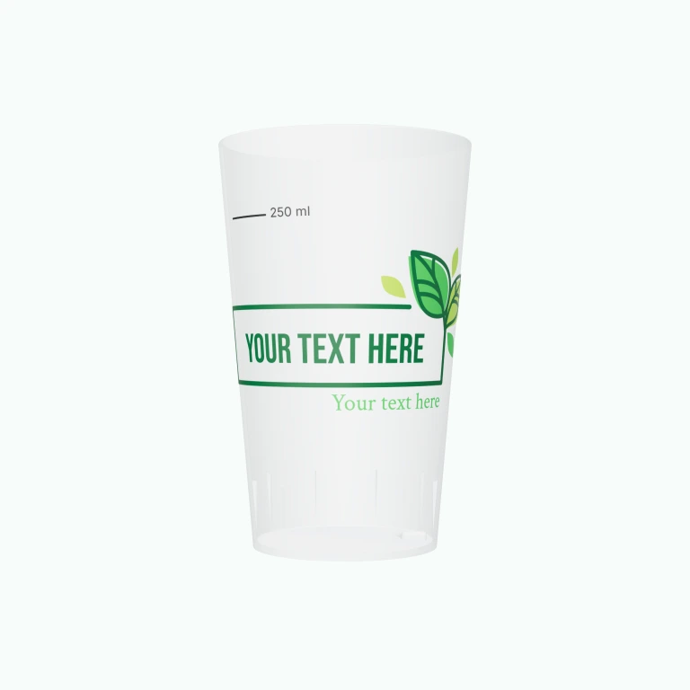 Leaves and frame design on a cup