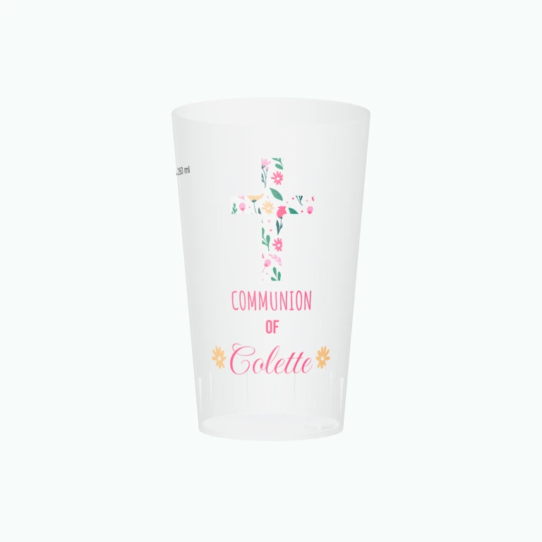 Floral communion design on a cup