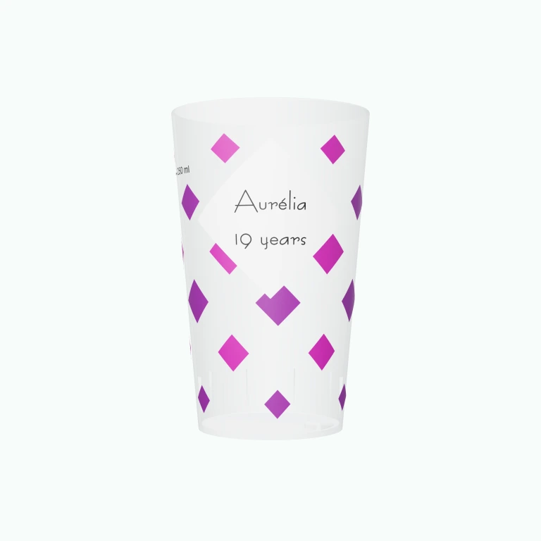 Square confetti design on a cup