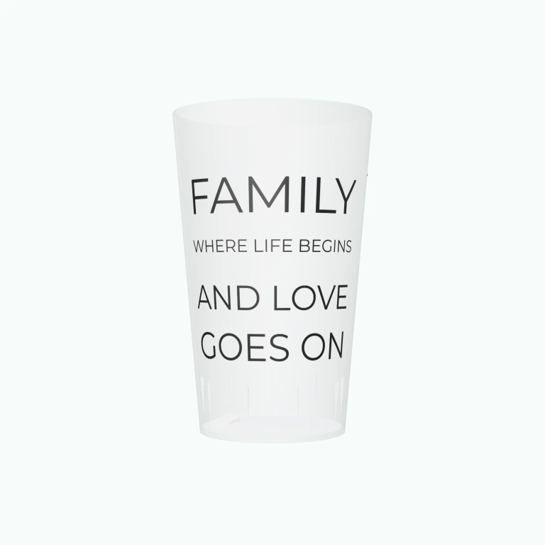 Family quotation design on a cup
