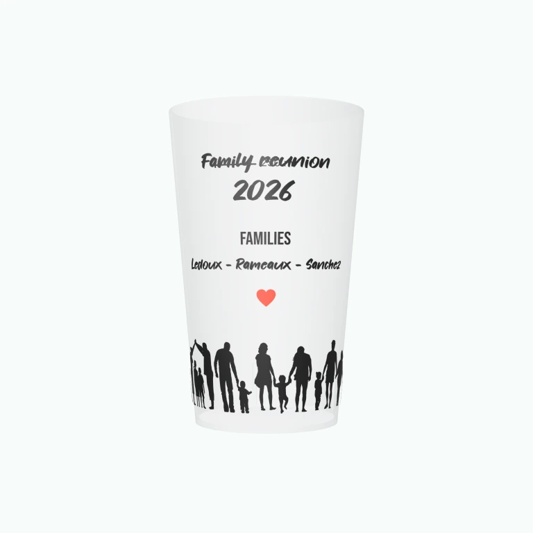 Family silhouettes design on a cup
