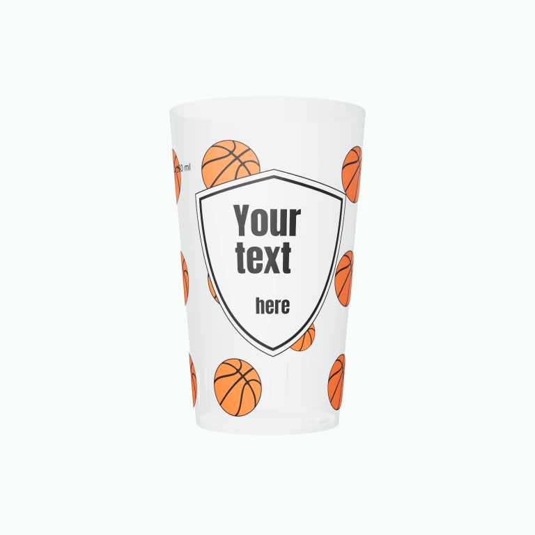 Basketball design on a cup