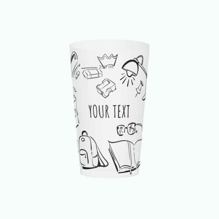 School doodles design on a cup