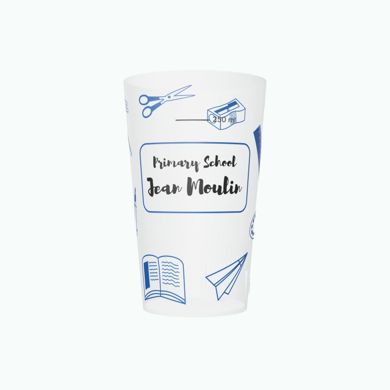 School supplies design on a cup
