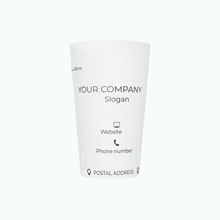 Company business card design on a cup