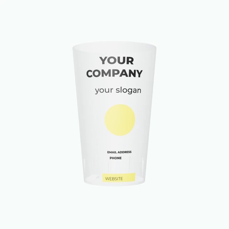 Business card with circle design on a cup