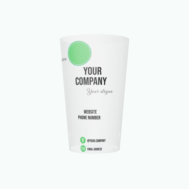 Green business card design on a cup