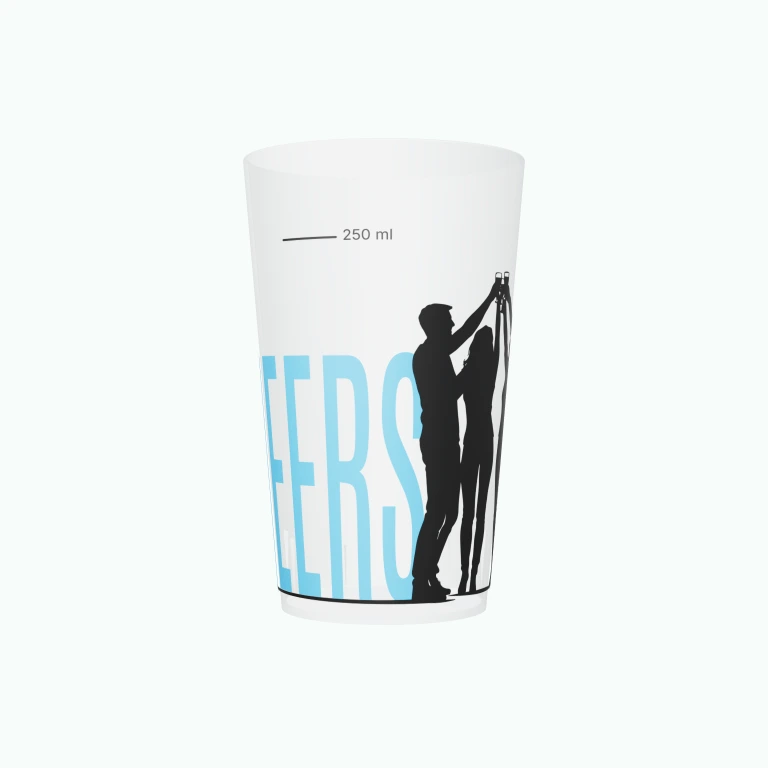 Cheers with friends design on a cup