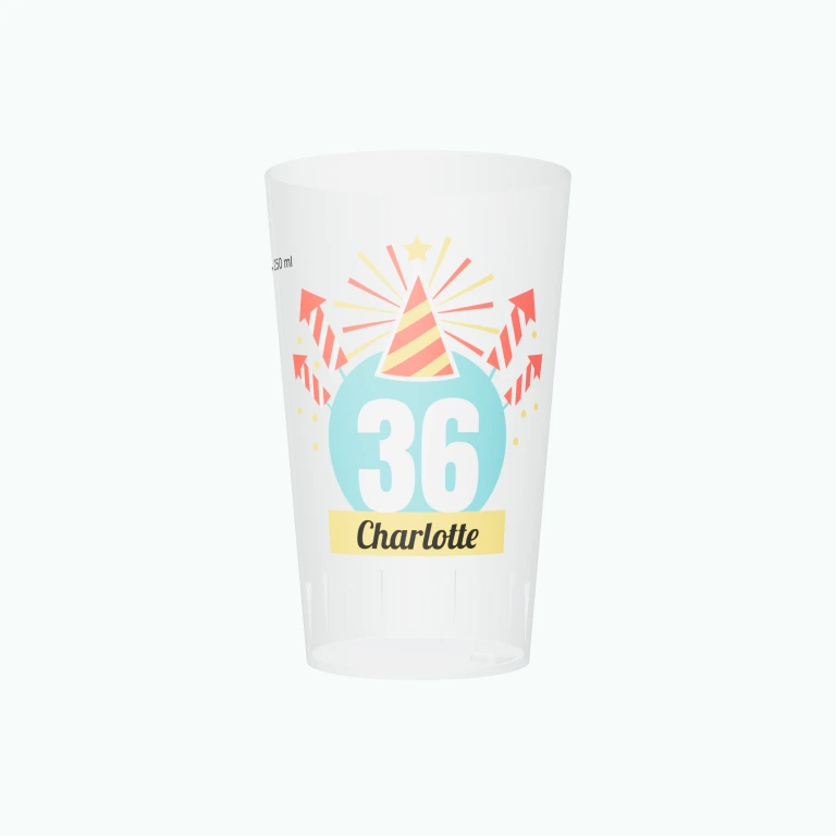 Birthday party design on a cup