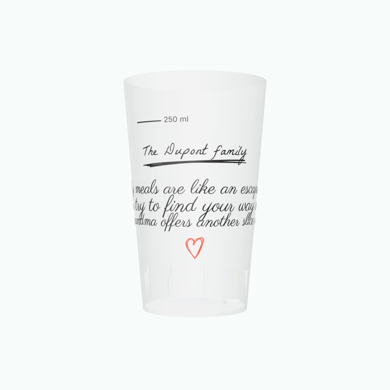 Family celebration design on a cup