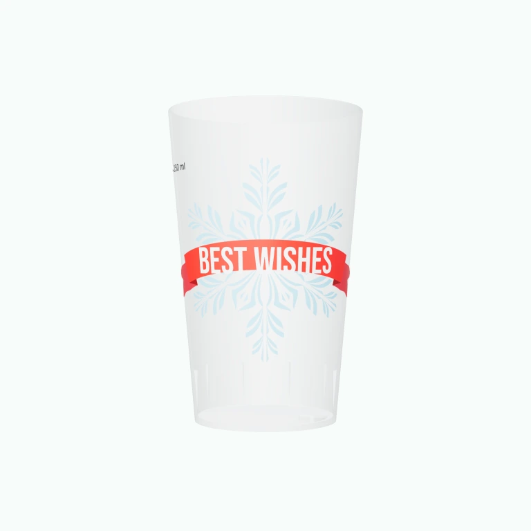 Snowflake greetings design on a cup