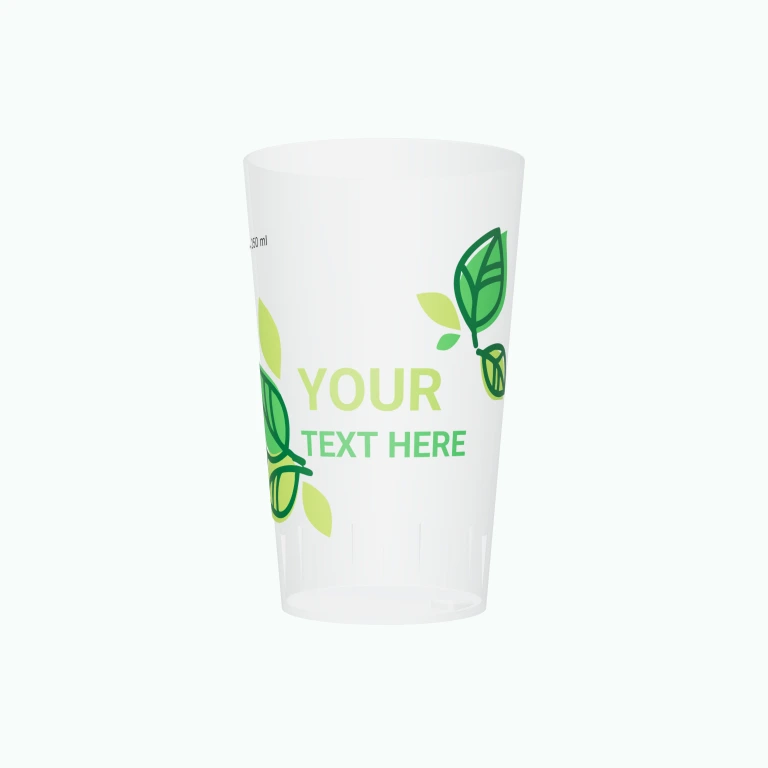Green leaves design on a cup