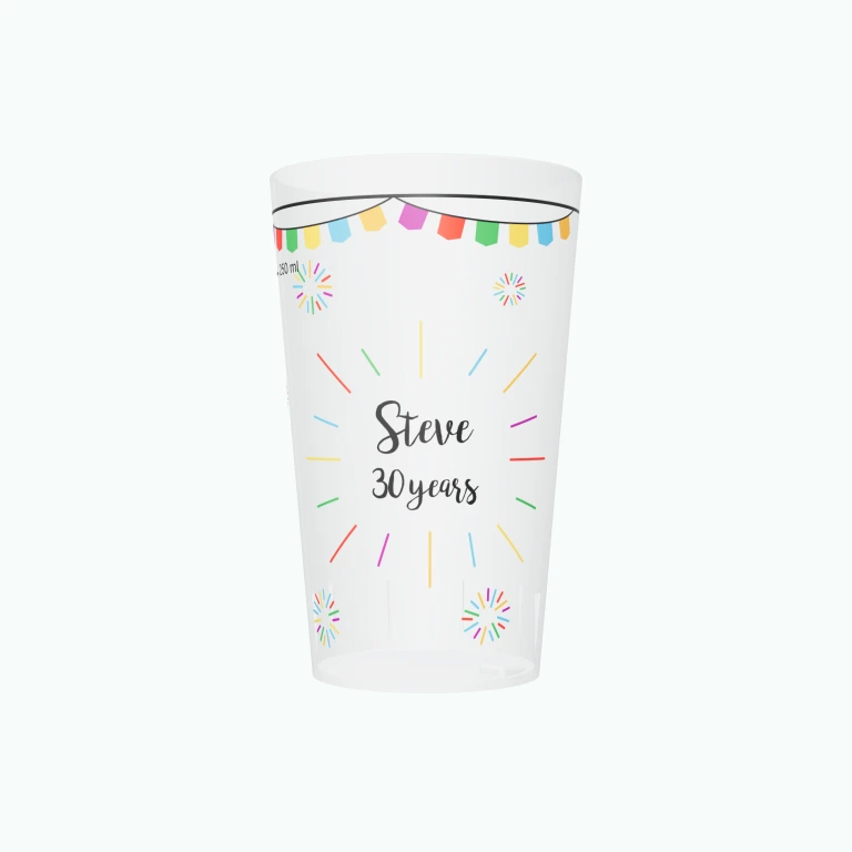Multicoloured fireworks design on a cup