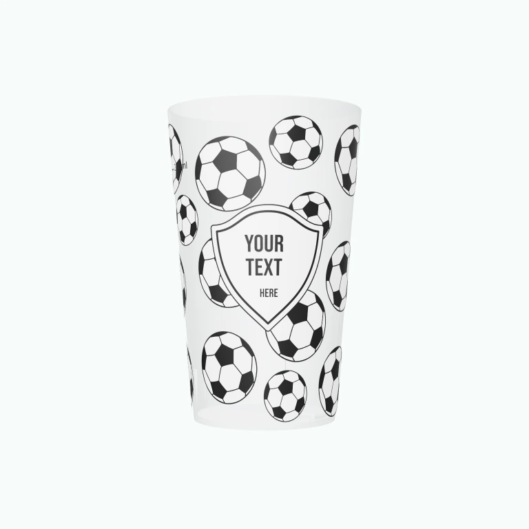 Football pattern design on a cup