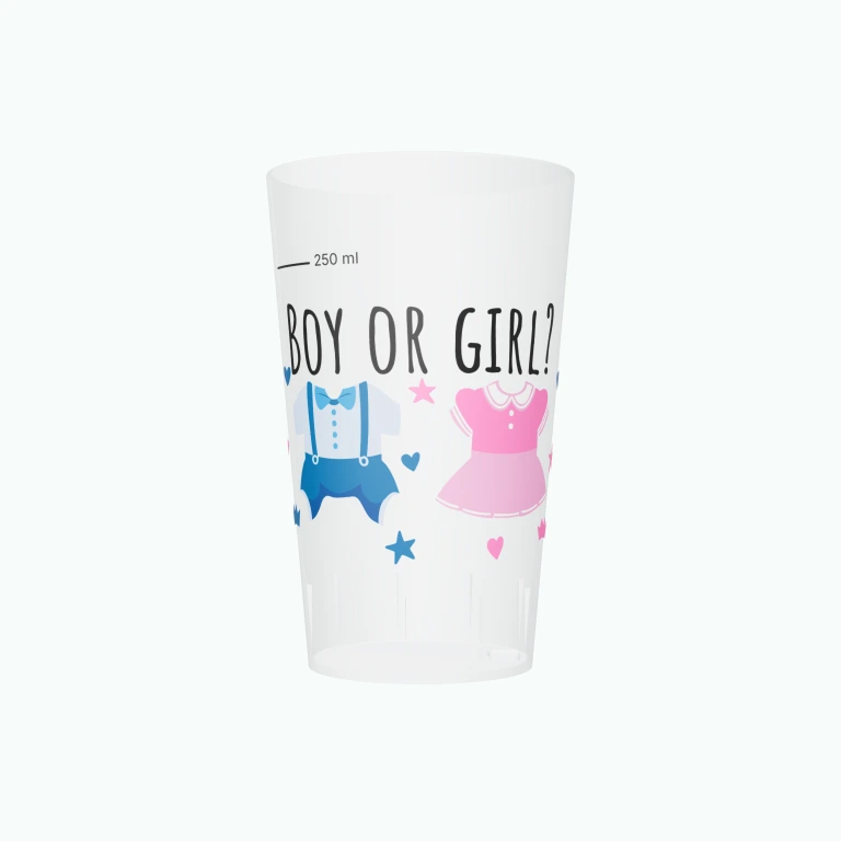 Boy or girl reveal design on a cup