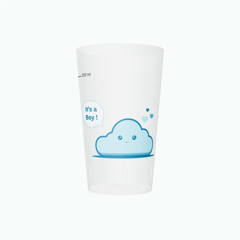 It's a boy cloud design on a cup