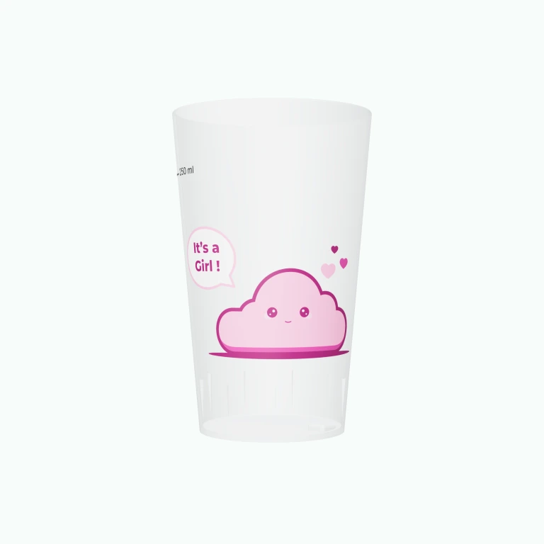 It's a girl cloud design on a cup