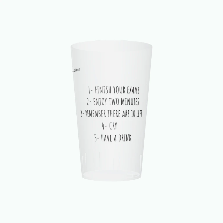 Exam to-do list design on a cup