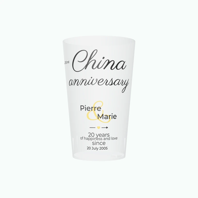 China wedding anniversary design on a cup