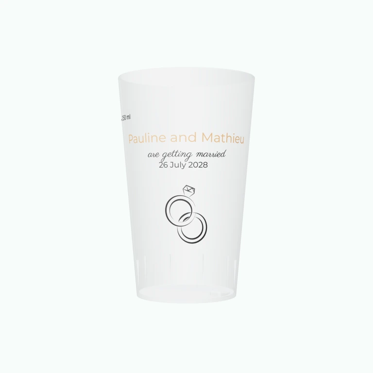 Wedding rings design on a cup
