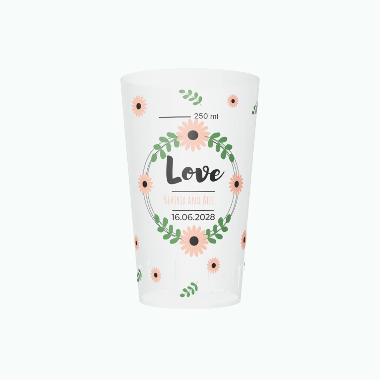 Country wedding love design on a cup