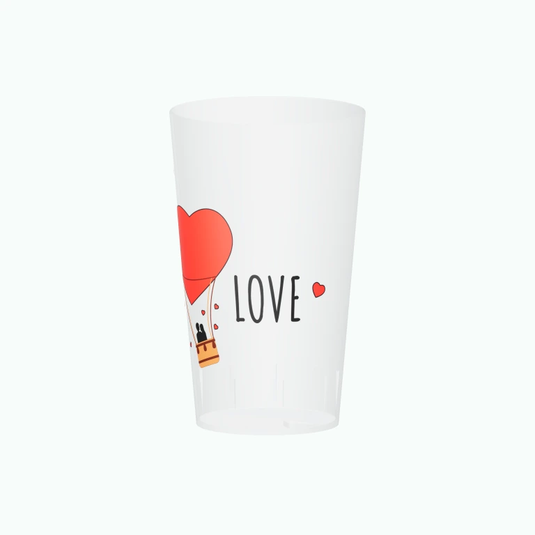 Wedding love balloon design on a cup