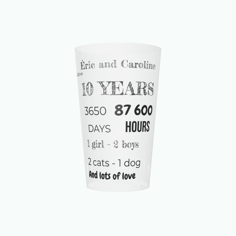 Our years together design on a cup