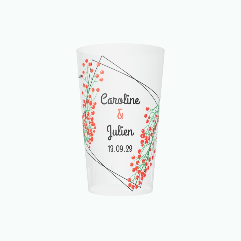 Berry wedding frames design on a cup