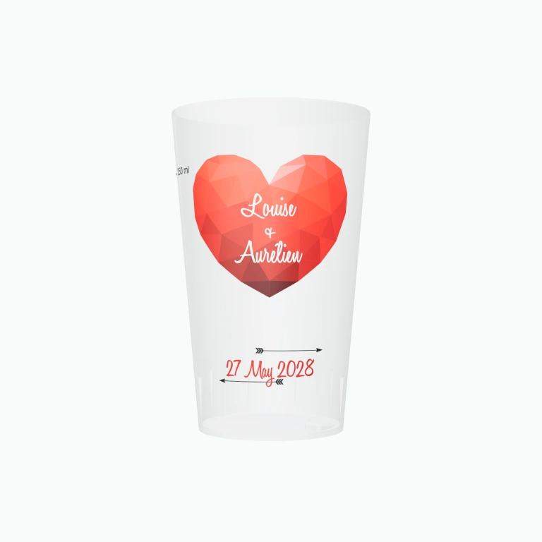 Red love heart design on a cup