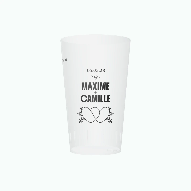 Intertwined hearts design on a cup