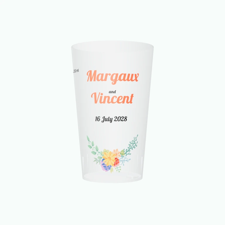 Blue campervan wedding design on a cup