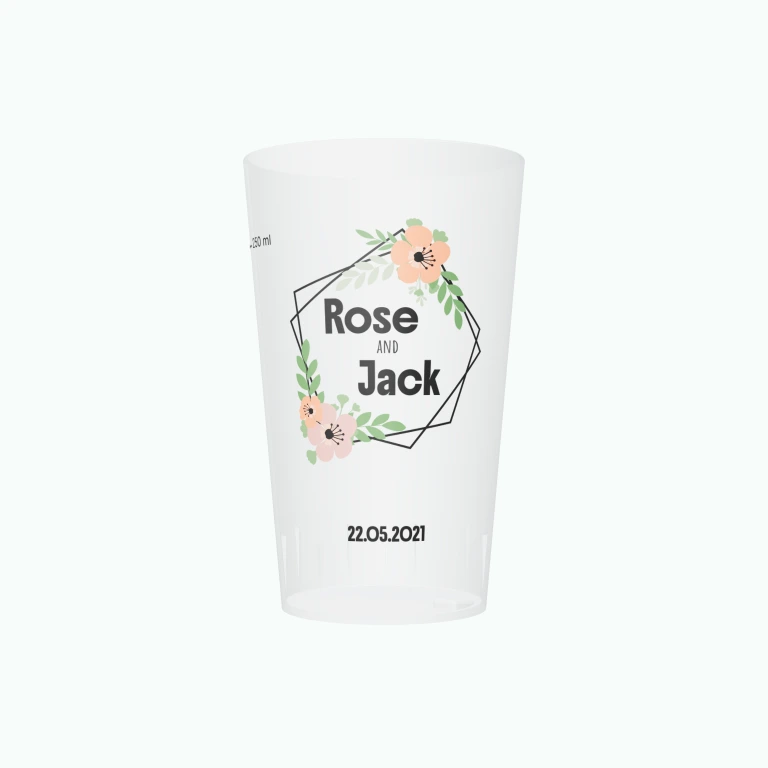 Wedding wreath design on a cup