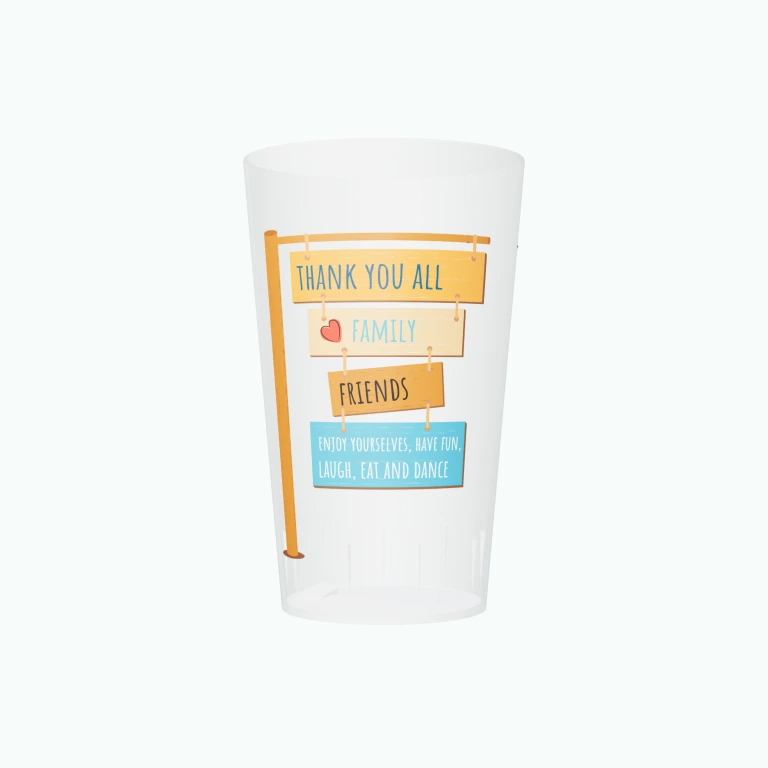 Wedding signposts design on a cup