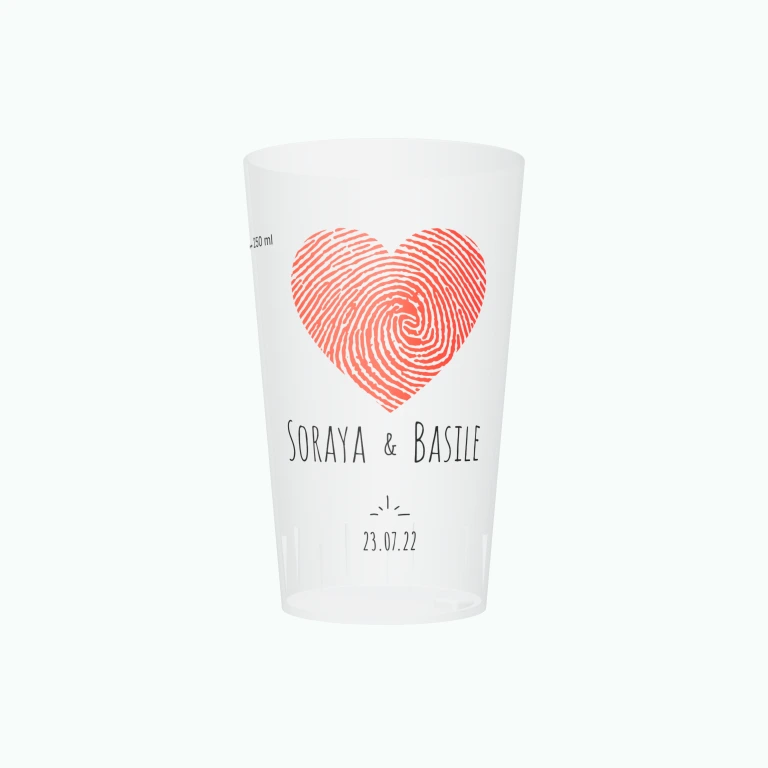 Heart fingerprint design on a cup