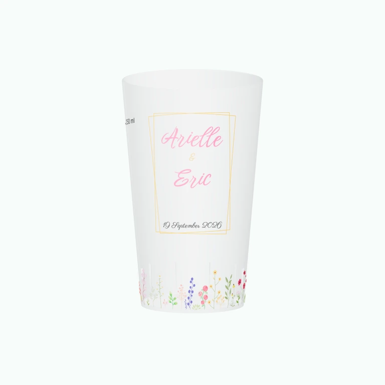 Wildflower wedding design on a cup