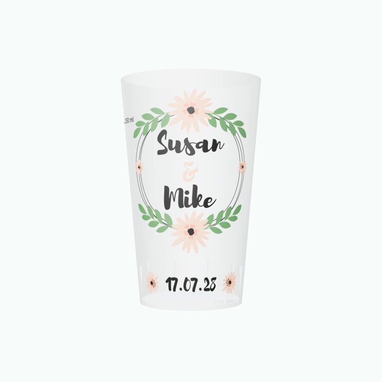 Flowers and love design on a cup
